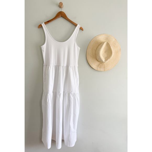 J.Crew Factory | NWOT Tiered knit mixy midi dress in White | Sz M - Picture 1 of 8